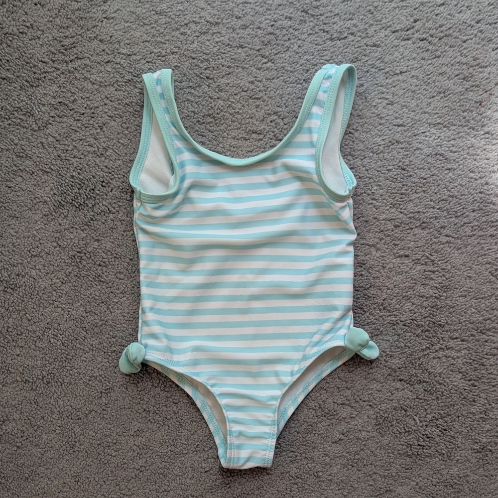 Wonder Nation Aqua and White Striped Swimsuit One piece Toddler 2T Girl's